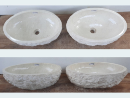 Beige / wit natuursteen waskom set VV339 (52x36cm)