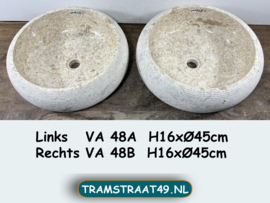 Set beige / wit ronde riviersteen waskom VA48 (Ø45cm)
