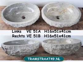 Dubbele opzetwastafel natuursteen grijs VE51 (51x41cm)