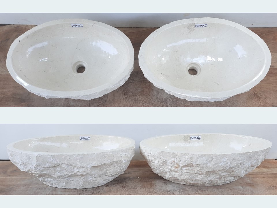 Dubbele waskom ovaal beige/wit VV350