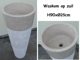 Staande wastafel wit / beige marmer