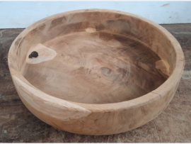 Ronde schaal teak hout / fruitschaal (Ø±30 cm)