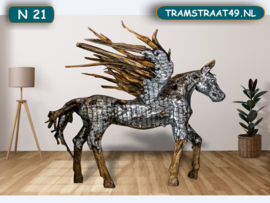 Grote paard teak hout / aluminium N21 (200 cm)