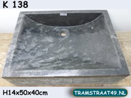 Grijs/wit waskom van marmer K138