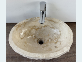 Lavabo riviersteen beige/wit OK320 (40x30cm)