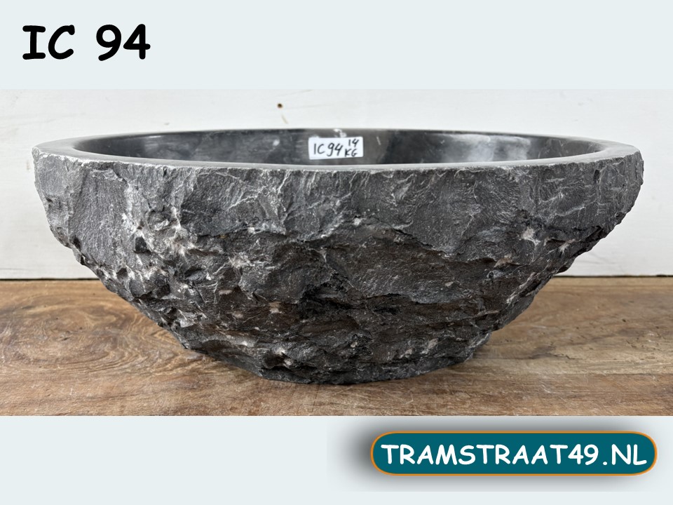 Grijs/wit lavabo riviersteen IC94 (41x31cm)