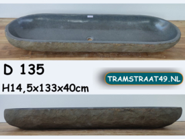 Riviersteen trog wastafel D135 (133x40cm)
