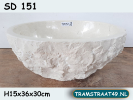 Wit / beige waskom riviersteen SD151 (36x30cm)