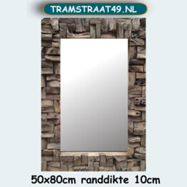 reinigen Schep vijver Spiegel rechthoekig houtstukken (50x80cm) | Spiegels | Tramstraat49