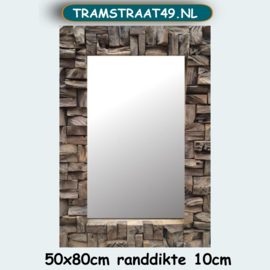 Spiegel rechthoekig houtstukken (50x80cm)