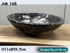 Ronde lage pompbak ammoniet zwart AM16B (H11xØ39,5cm)