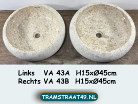 Marmeren waskom set rond beige/wit VA43 (Ø45cm)