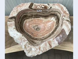 Wastafel uit steen fossiel AM29 (60x52cm)