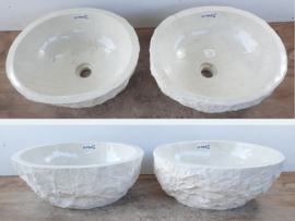 Twee pompbakken uit dezelfde steen beige/wit VV430 (41x36cm)