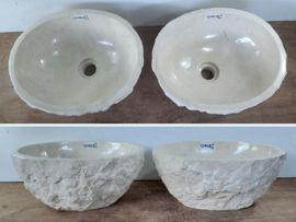 Set lavabo wit/beige riviersteen SD142 (36x30cm)