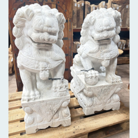 Grote Foo Dog beelden van wit marmer