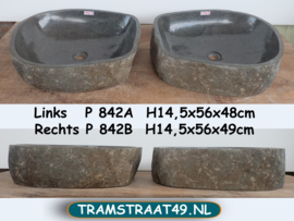 Brede twee waskommen uit dezelfde steen P842 (56x48cm)