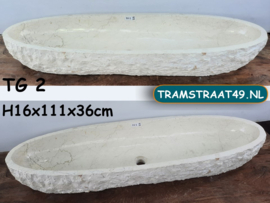 Lange ovale wastafel wit/beige TG2 (111x36cm)