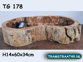 Wastafel van versteend hout TG178 (60x34cm)