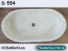 Trog wasbak gebroken wit D554 (80x41cm)