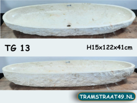 Ovale wasbak trog wit/beige marmer TG13 (122x41cm)