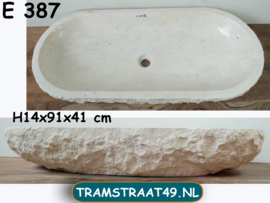 Wit / beige lange ovale wasbak E387 (91x41cm)