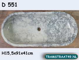 Lange wasbak riviersteen grijs / wit D551 (91x41cm)