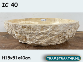 Pompbak riviersteen beige / wit IC40 (51x40cm)