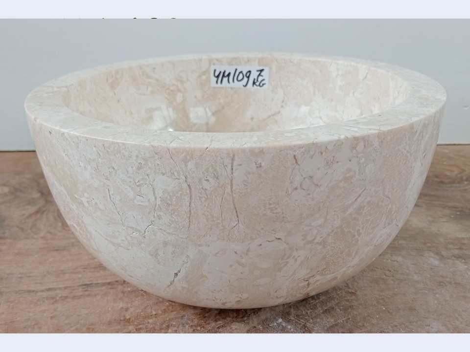 Ronde fontein toilet natuursteen wit/beige YM109 (H12,5xØ25cm)