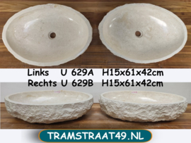 Marmeren waskom brede set wit/beige U629