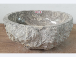 Natuursteen wasbak grijs / wit D639 (39x32cm)