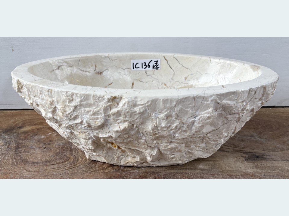 Beige / wit pompbak wc riviersteen IC136 (36x25cm)