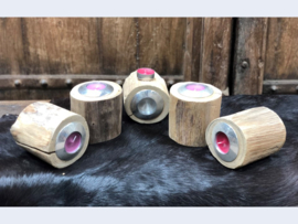 Waxinelichthouder teak small (H10xØ11cm)