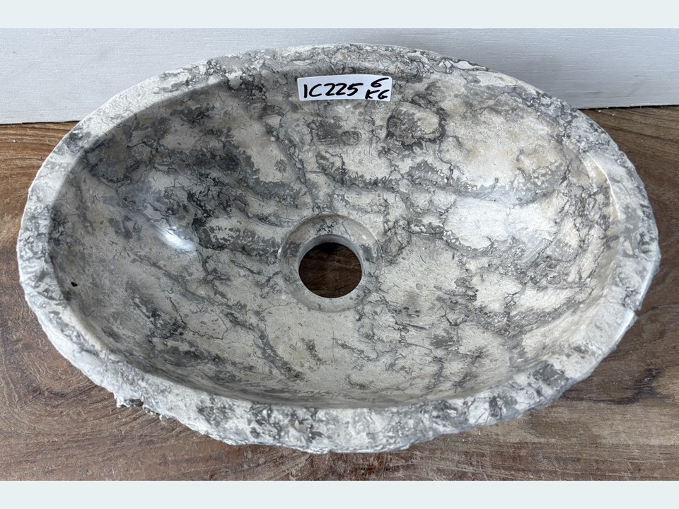 Lavabo wc riviersteen grijs/wit IC225 (31x21cm)