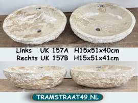 Twee brede wasbakken uit dezelfde steen beige/wit UK57
