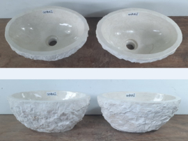Set lavabo wit / beige marmer SD181 (36x25cm)