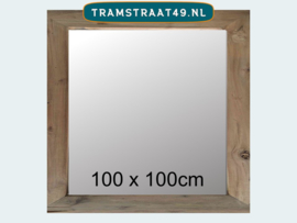 Grote houten spiegel 100x100 cm