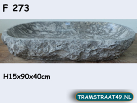 Marmeren opbouw wastafel trog grijs / wit F273 (90x40cm)