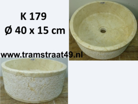 Marmeren toiletfonteintje wit (Ø 40 cm)
