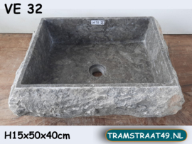 Vierkante waskom grijs/wit VE32
