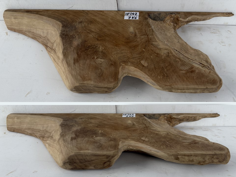 Wastafelblad van teak wortel IF142 (84x32cm)