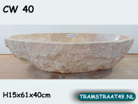 Meerkleurig brede lavabo riviersteen CW40 (61x41cm)