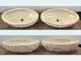 Set wastafel uit marmer beige/wit IC21 (60x36cm)