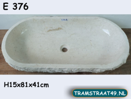 Wastafel ovaal beige / wit van marmeren E376 (81x41 cm)