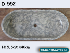 Grijs / wit wasbak trog natuursteen D552 (91x40cm)