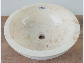 Ronde pompbak wit/beige marmer YM93 (Ø40 cm)