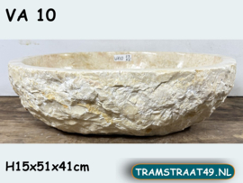 Brede wasbak riviersteen wit/beige VA10 (51x41cm)