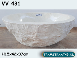 Waskom riviersteen wit / beige VV431 (42x37cm)