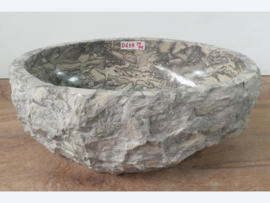 Natuursteen waskom grijs / wit D635 (41x30cm)