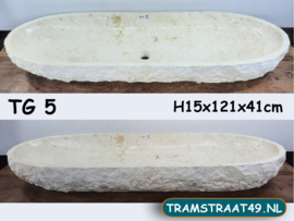 Ovale wasbak trog wit/beige marmer TG5 (121x41cm)